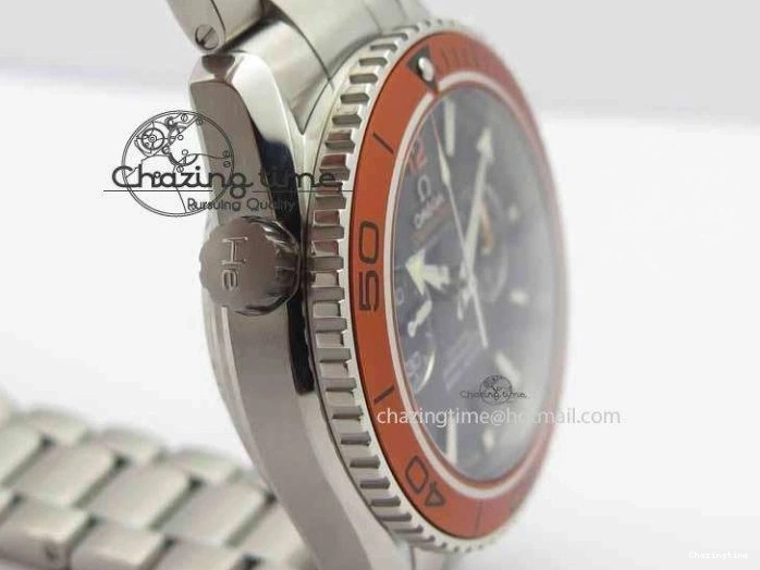 0320 Sophisticated Planet Ocean Master Chronometer Chrono SS OM 1:1 Best Edition Orange On SS Bracelet A 8156
